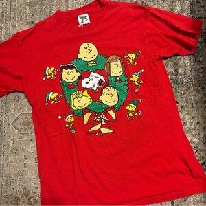Red Vintage Peanuts Christmas T-Shirt